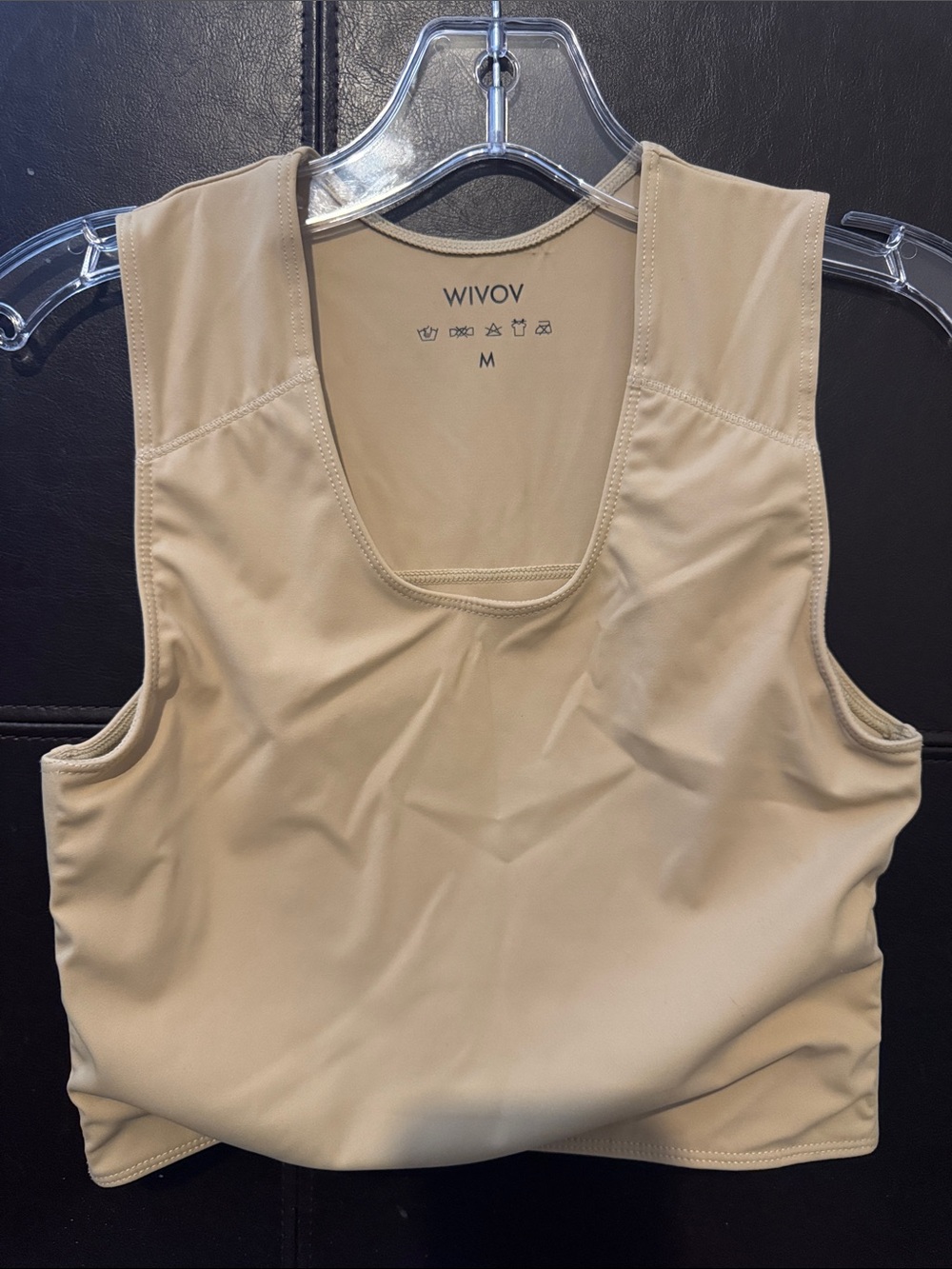 Wivow Beige Scoop Neck Chest Binder Tank-Medium